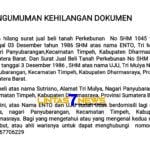 INFORMASI KEHILANGAN DOKUMEN