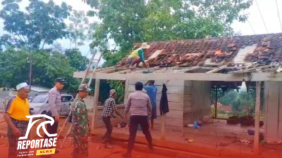 Angin Puting Beliung Terjang Desa Payudan Dundang, Polsek Guluk-Guluk Bersama Angin Puting Beliung Terjang Desa Payudan Dundang, Polsek Guluk-Guluk Bersama Koramil Gerak Cepat Bantu Warga