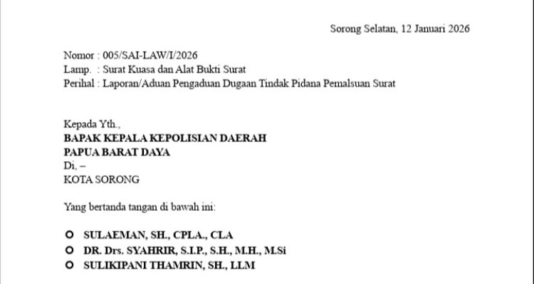 Babak Baru !! LMA Kabupaten Sorong Selatan Siap Laporkan Dugaan Pemalsuan Dokumen DPRK, “ Dua Anggota DPRK SORSEL diduga Terlibat "