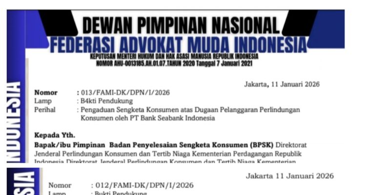 Rekening Diblokir Sepihak, Federasi Advokat Muda Indonesia Laporkan Seabank ke BPSK, OJK, dan Badan Perlindungan Konsumen